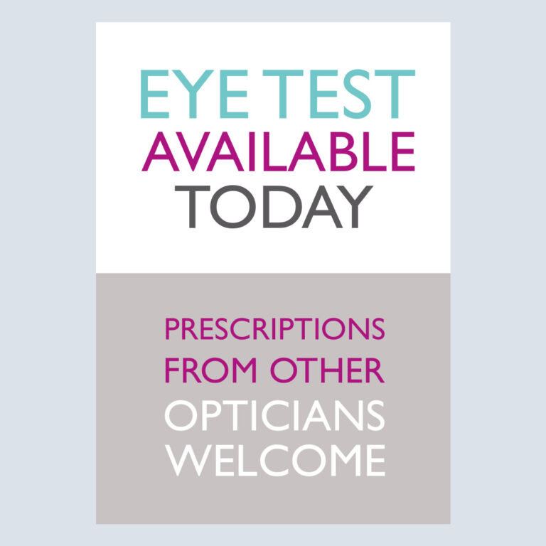 Eye Test & Prescriptions Welcome TODAY Poster